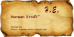 Harman Ernő névjegykártya